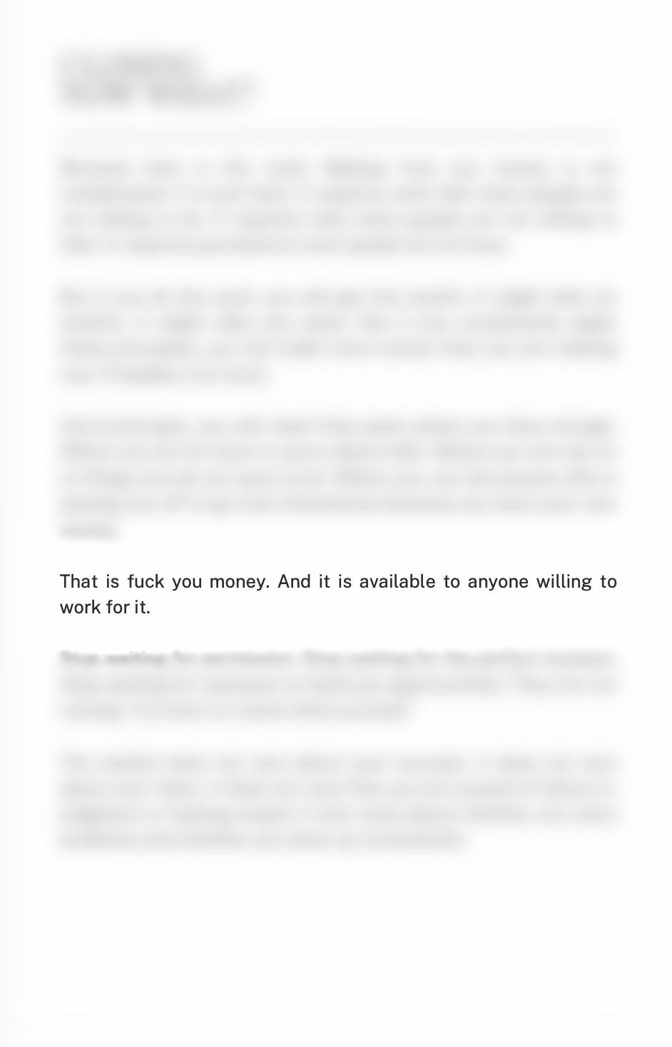 How to Make “Fuck You Money”